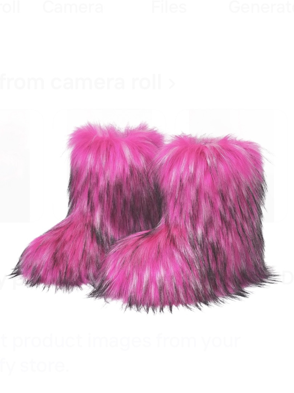 Women Faux Fur neon pink Furry Fluffy Mid Calf boots 10.5